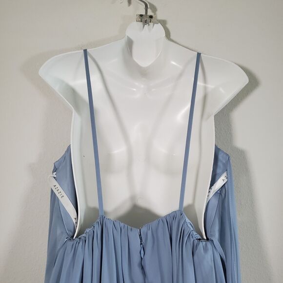 Azazie Gracie Women's Dress Dusty Blue Bridesmaid Wedding Guest Pleated Chiffon - Picture 11 of 15